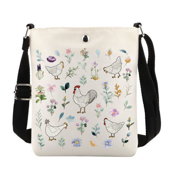 Flower Chicken Crossbody Bag, Floral Chicken Gift, Chicken Lover Gift, :') - Picture 1 of 6